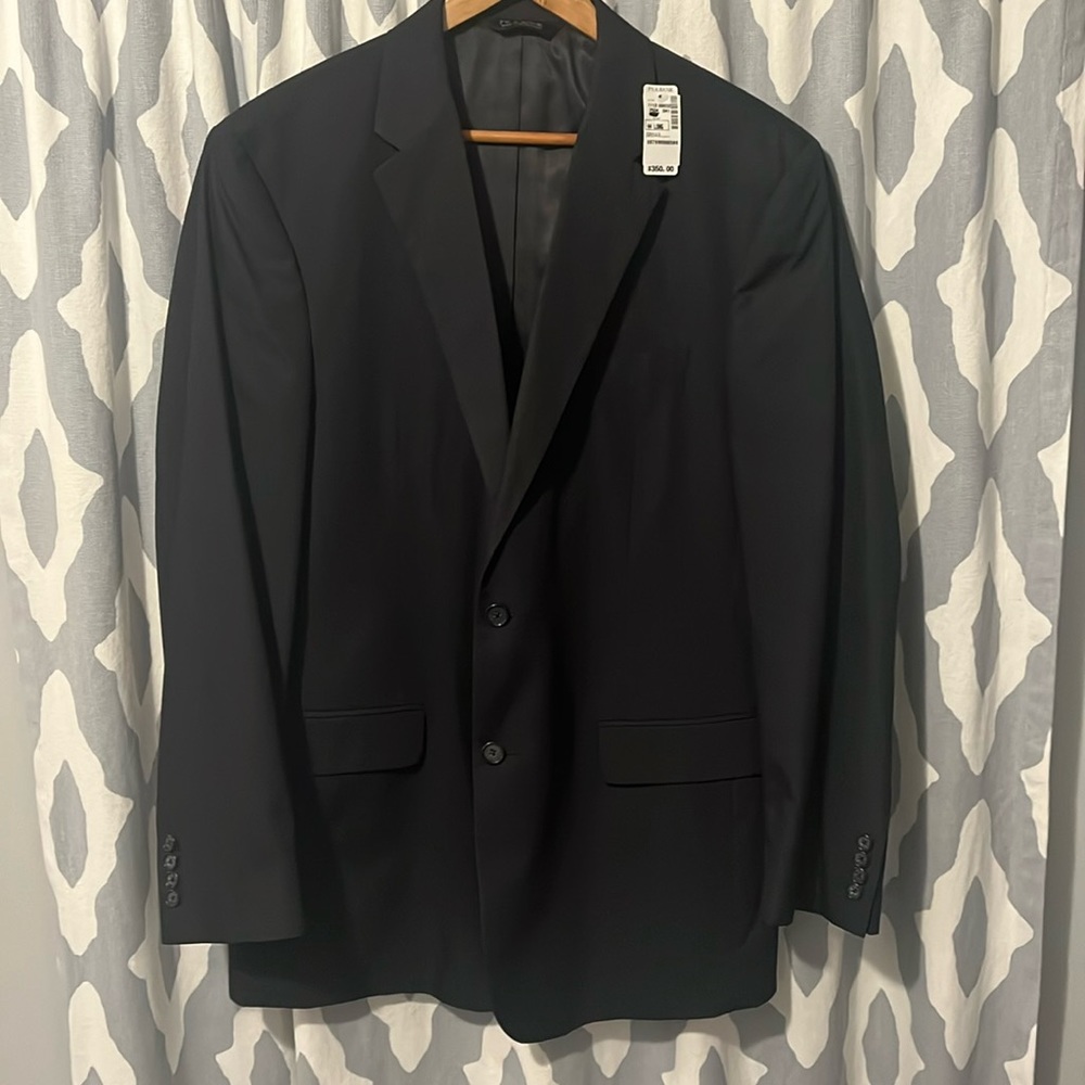 Jos A Bank Spring weight tailored fit black suit jacket size 44 long NWT